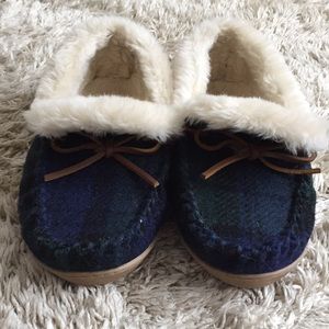 J Crew plaid moccasin slippers size 8